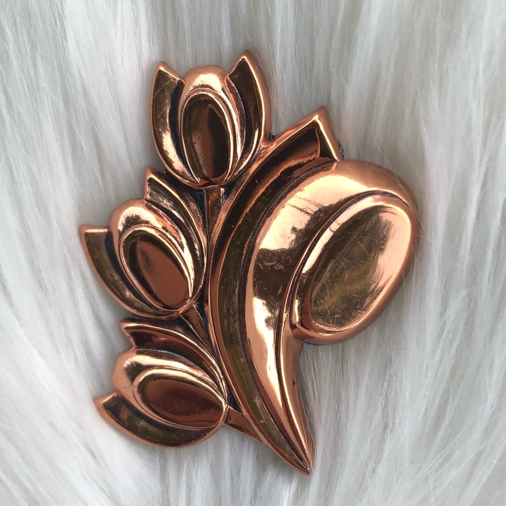 Renoir stylized tulip brooch